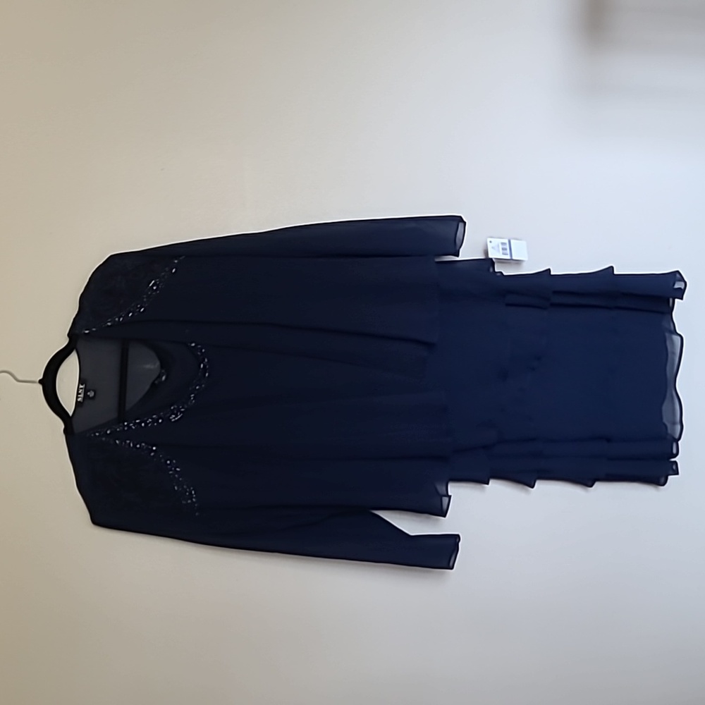 Navy blue dress and jacket set